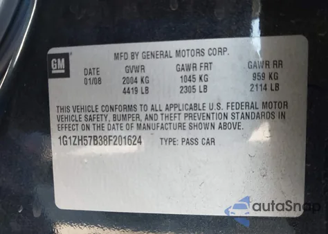 2008 Chevrolet Malibu Lt from USA, damaged, VIN 1G1ZH57B38F201624